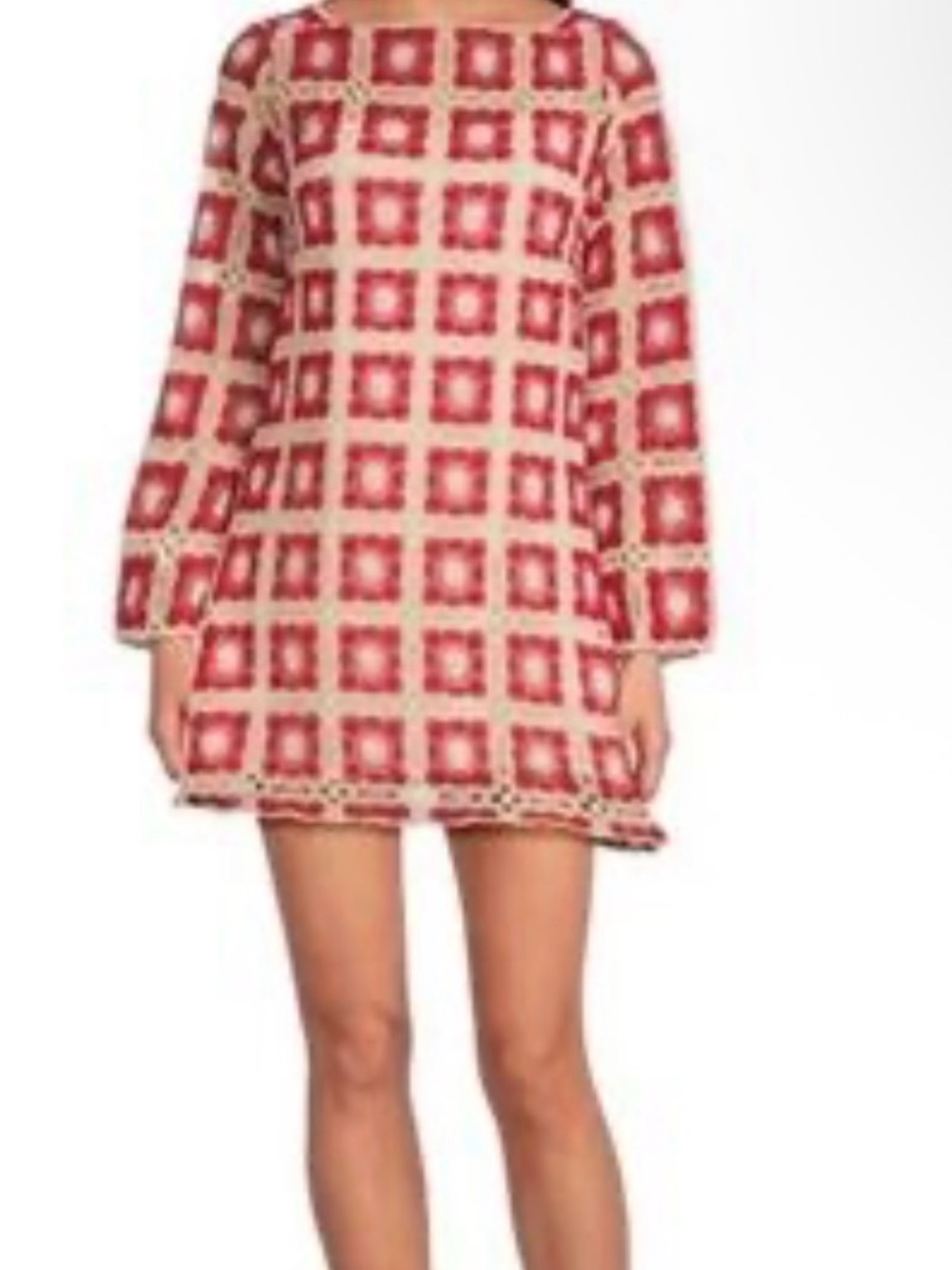 Chelsea & Violet Red and Cream Geometric Mini Shift Dress